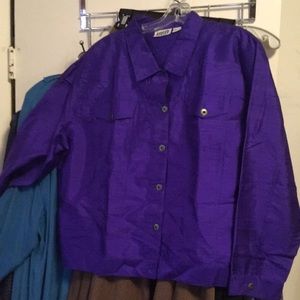 Vintage Chico’s design women’s shirt jacket, silk, size 3((Chinese)